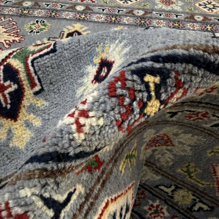 Gray Afghan Kazak Rug 4' 9" x 6' 4" Hand-Knotted | No. AL210074