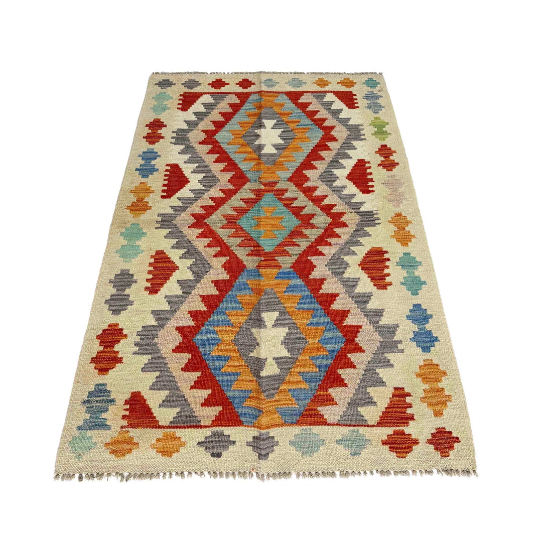 Afghan Vegetable Kilim Rug 2' 6" x 4' 2" Flat-Weave | No. AL210158