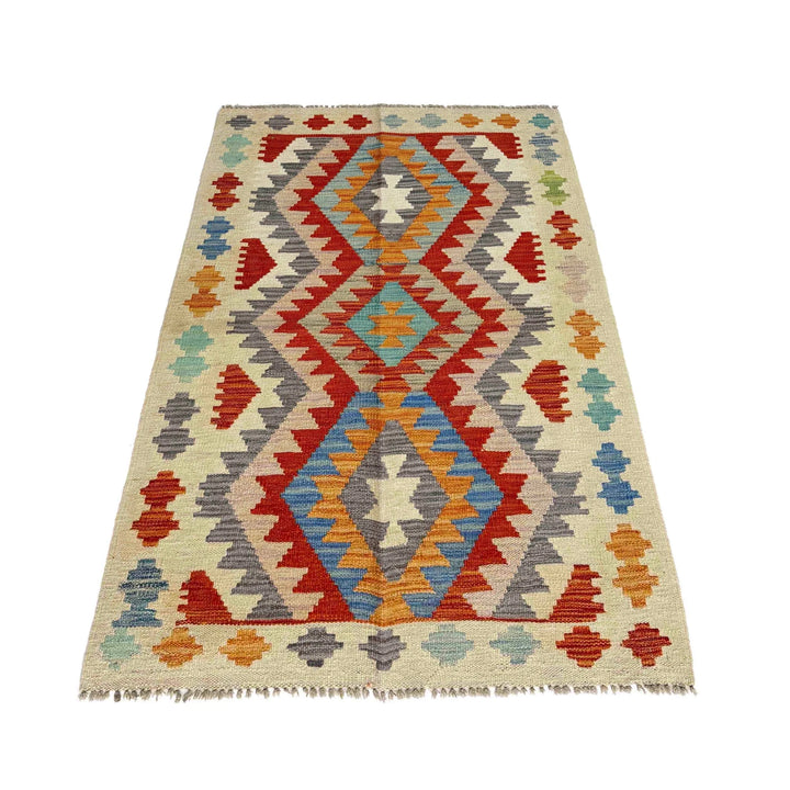 Afghan Vegetable Kilim Rug 2' 6" x 4' 2" Flat-Weave | No. AL210158