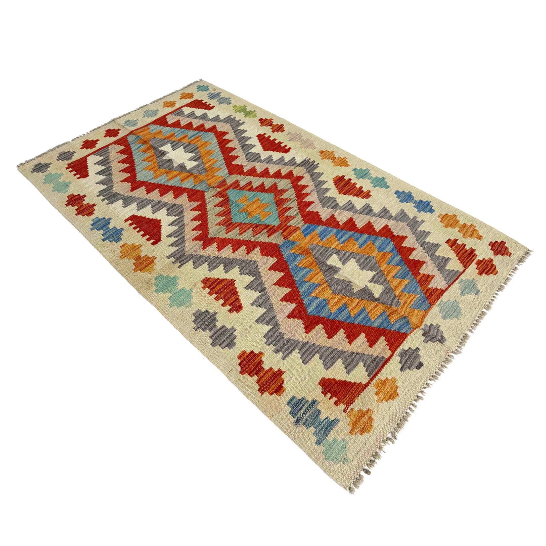 Afghan Vegetable Kilim Rug 2' 6" x 4' 2" Flat-Weave | No. AL210158