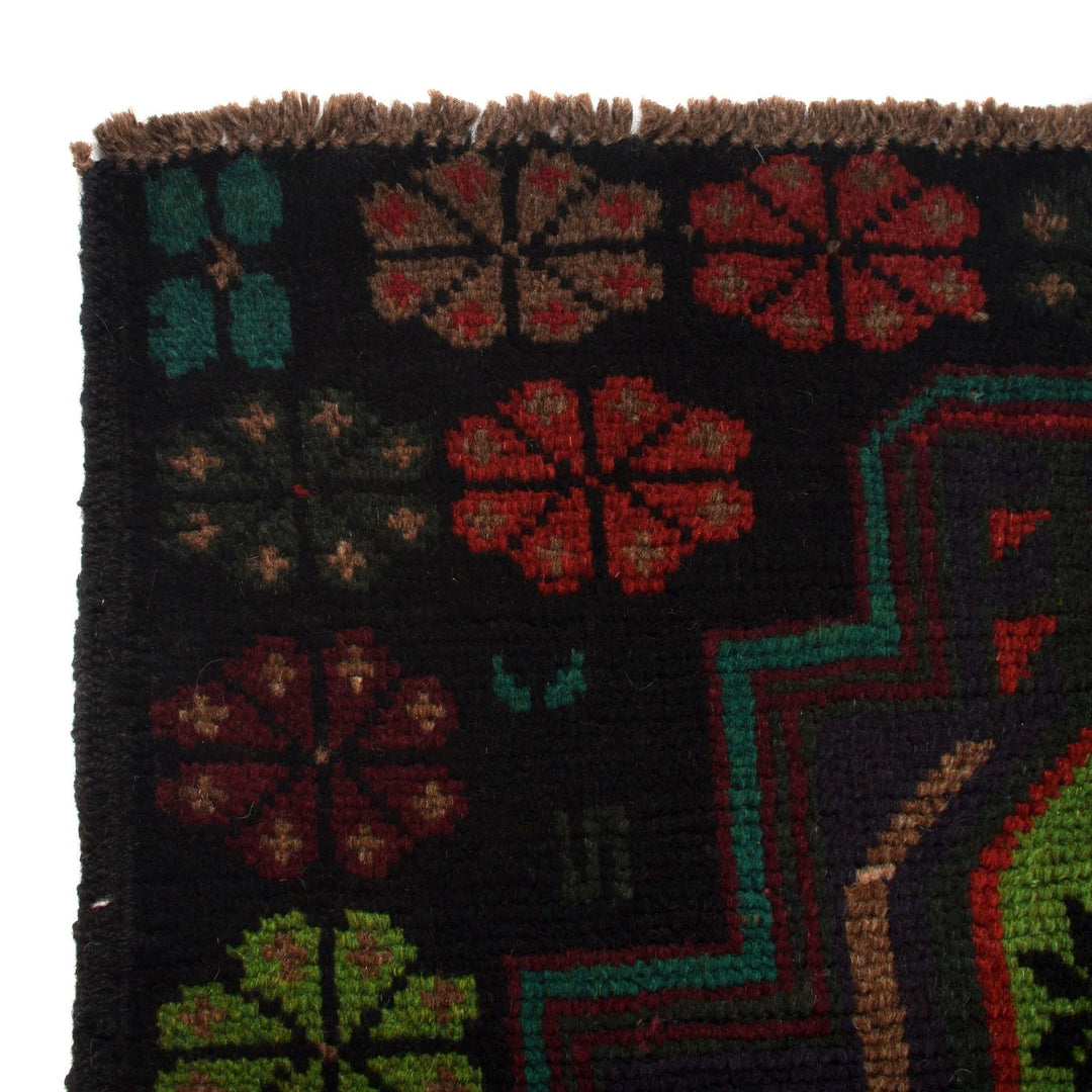 Black Afghan Baluchi Rug 4' 2" x 6' 5" Hand-Knotted | No. AL21115