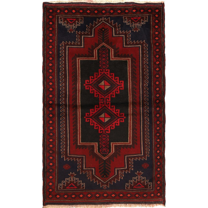 Afghan Baluchi Rug 2' 11" x 4' 10" Hand-Knotted | No. AL21125