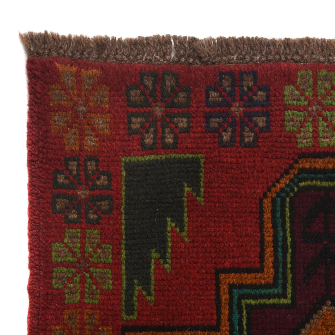 Red Afghan Baluchi Rug 3' 11" x 6' 3" Hand-Knotted | No. AL21204