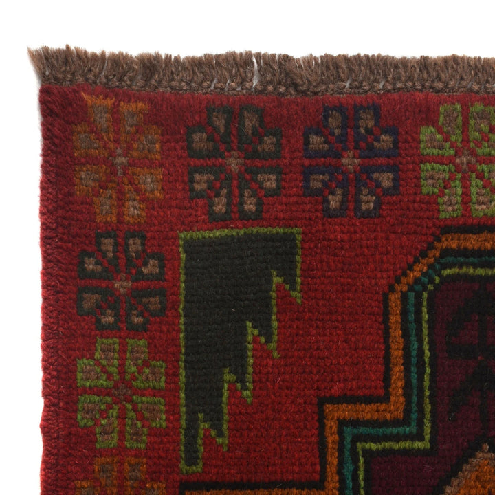 Red Afghan Baluchi Rug 3' 11" x 6' 3" Hand-Knotted | No. AL21204