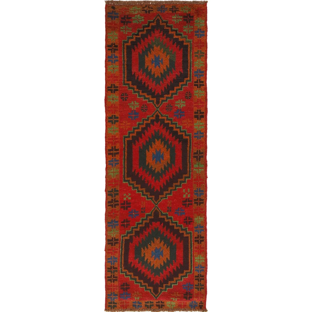 Red Afghan Baluchi Rug 1' 12" x 6' 5" Hand-Knotted | No. AL21247