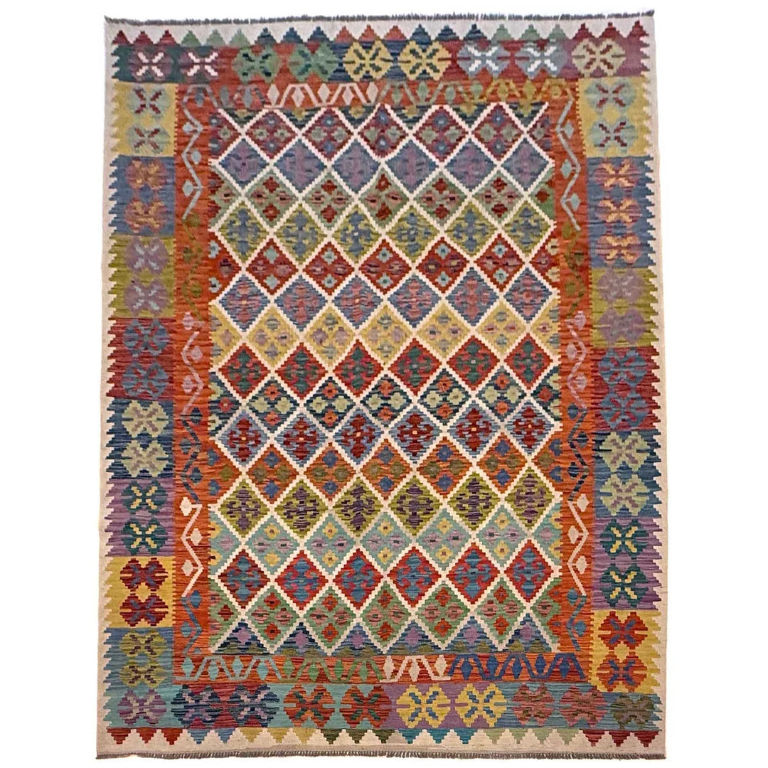 Afghan Kilim Rug 6' 9" x 9' 6" Flat-Weave | No. AL21288