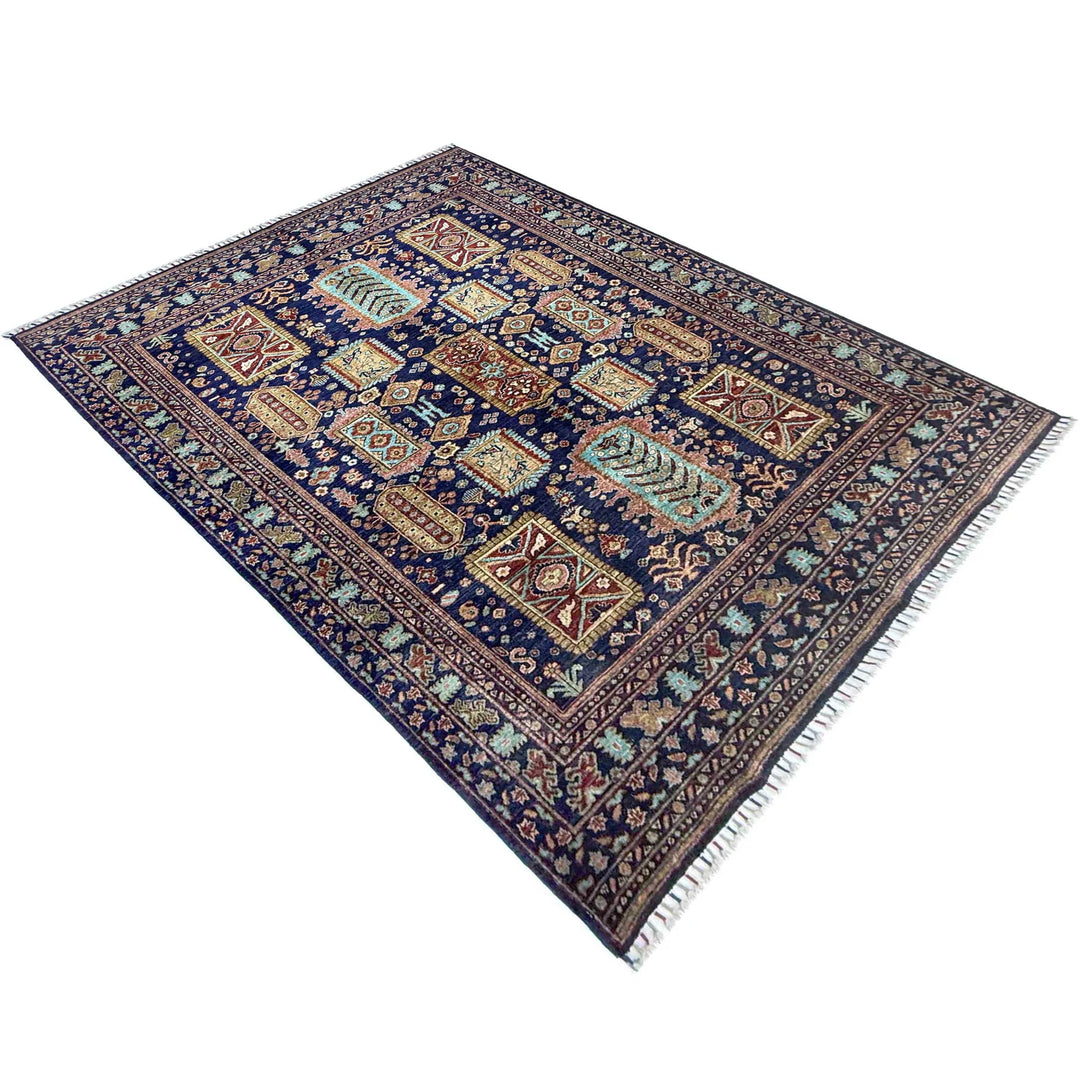 Afghan Kazak Rug 5' 6" x 7' 10" Hand-Knotted | No. AL21289