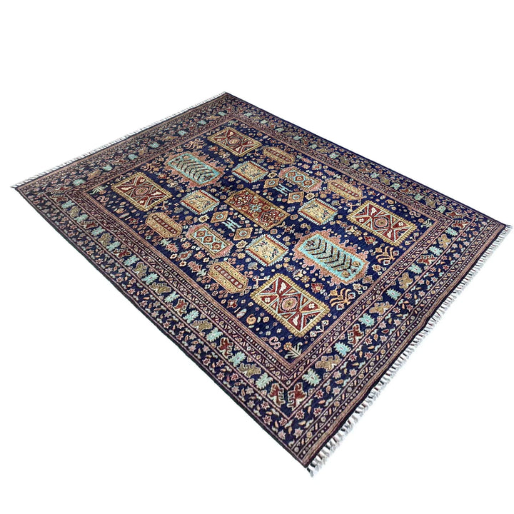Afghan Kazak Rug 5' 6" x 7' 10" Hand-Knotted | No. AL21289
