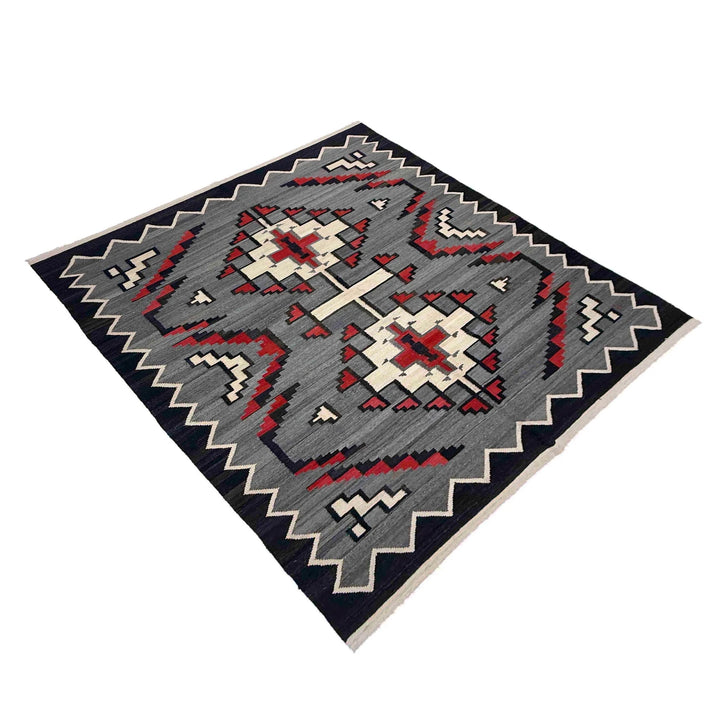 Afghan Vegetable Kilim Rug 6' 4" x 8' 8" Flat-Weave | No. AL213183