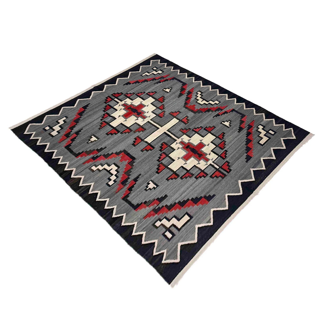 Afghan Vegetable Kilim Rug 6' 4" x 8' 8" Flat-Weave | No. AL213183