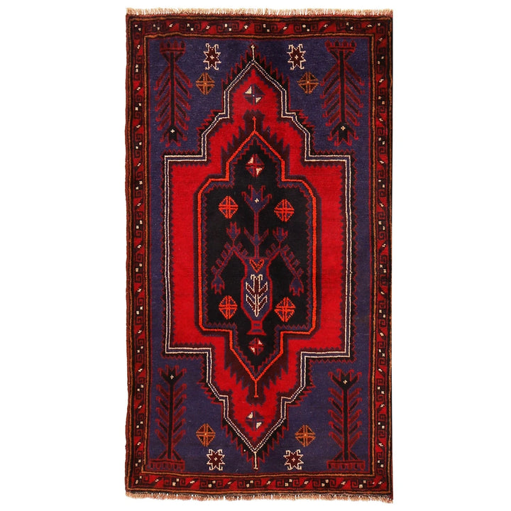 Navy Afghan Baluchi Rug 3' 0" x 4' 9" Hand-Knotted | No. AL21358