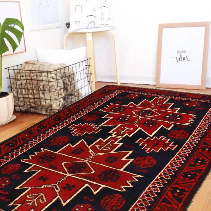 Red Afghan Baluchi Rug 2' 11" x 4' 10" Hand-Knotted | No. AL21421