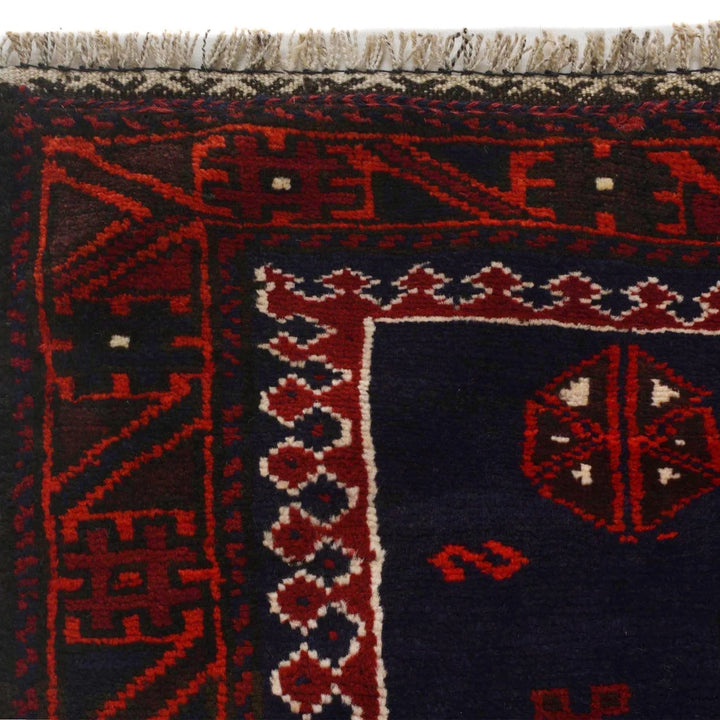 Red Afghan Baluchi Rug 2' 11" x 4' 10" Hand-Knotted | No. AL21421