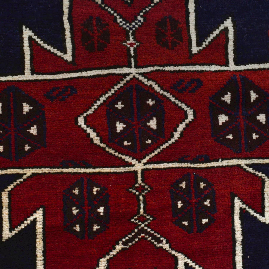 Red Afghan Baluchi Rug 2' 11" x 4' 10" Hand-Knotted | No. AL21421