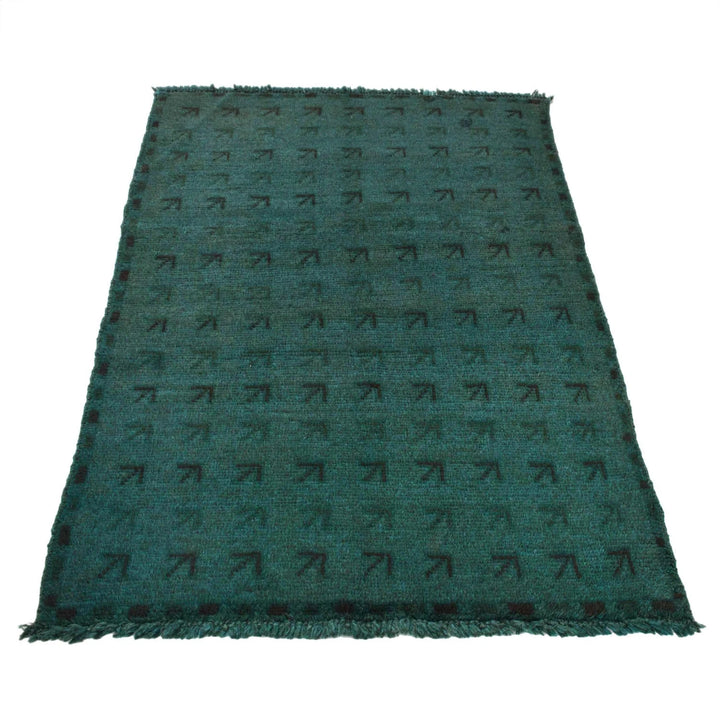 Green Pakistani Overdyed Rug 2' 11" x 4' 4" Hand-Knotted | No. AL21574