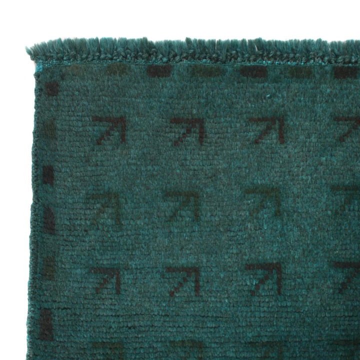 Green Pakistani Overdyed Rug 2' 11" x 4' 4" Hand-Knotted | No. AL21574
