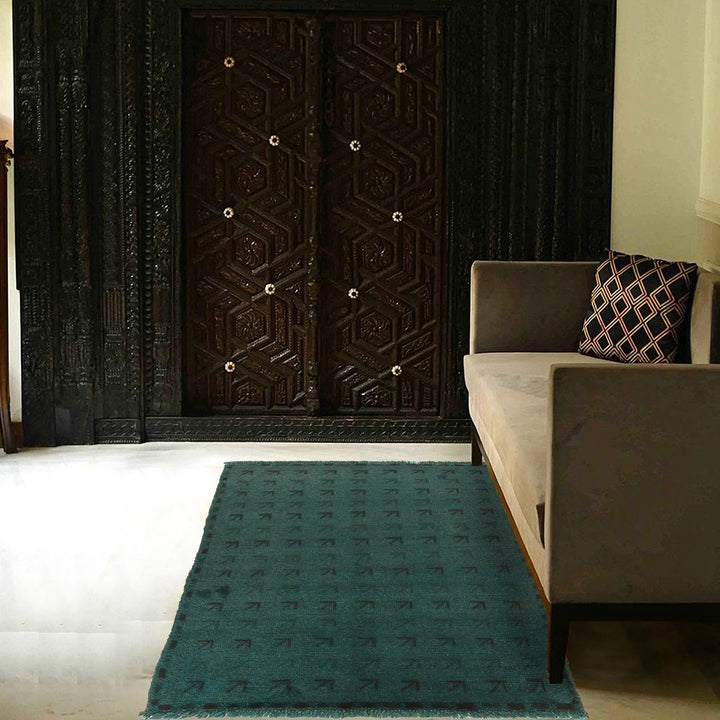 Green Pakistani Overdyed Rug 2' 11" x 4' 4" Hand-Knotted | No. AL21574