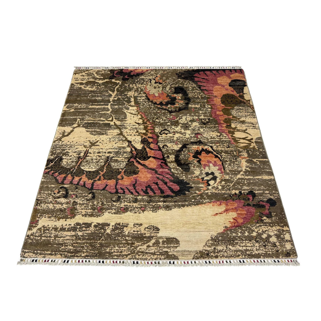 Afghan Gabbeh Rug 4' 9" x 6' 8" Hand-Knotted | No. AL216297
