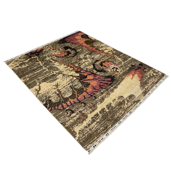 Afghan Gabbeh Rug 4' 9" x 6' 8" Hand-Knotted | No. AL216297
