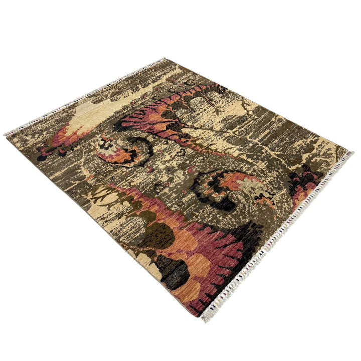Afghan Gabbeh Rug 4' 9" x 6' 8" Hand-Knotted | No. AL216297
