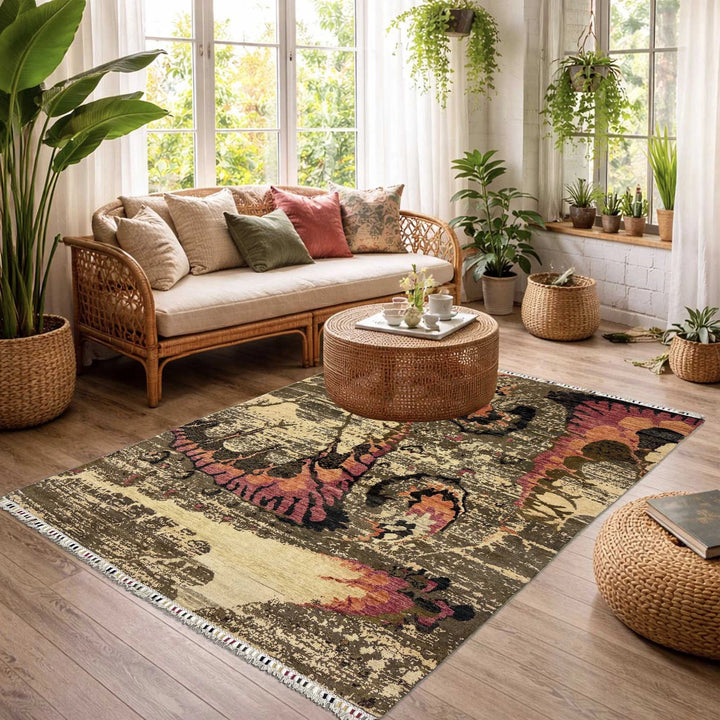 Afghan Gabbeh Rug 4' 9" x 6' 8" Hand-Knotted | No. AL216297