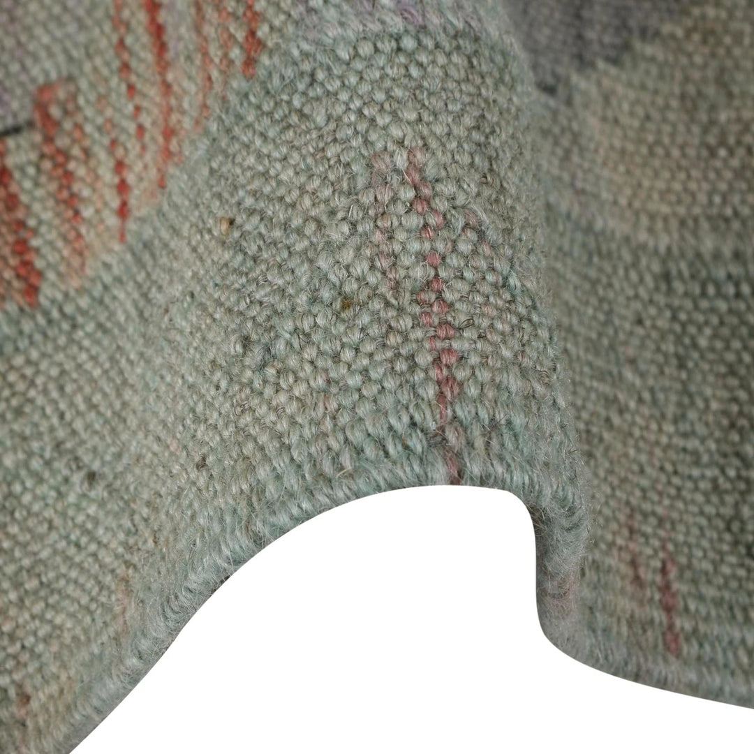 Dusty Green Pakistani Overdyed Kilim Rug 1' 11" x 2' 11" Flat-Weave | No. AL21636