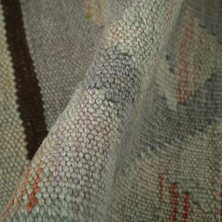Dusty Green Pakistani Overdyed Kilim Rug 1' 11" x 2' 11" Flat-Weave | No. AL21636