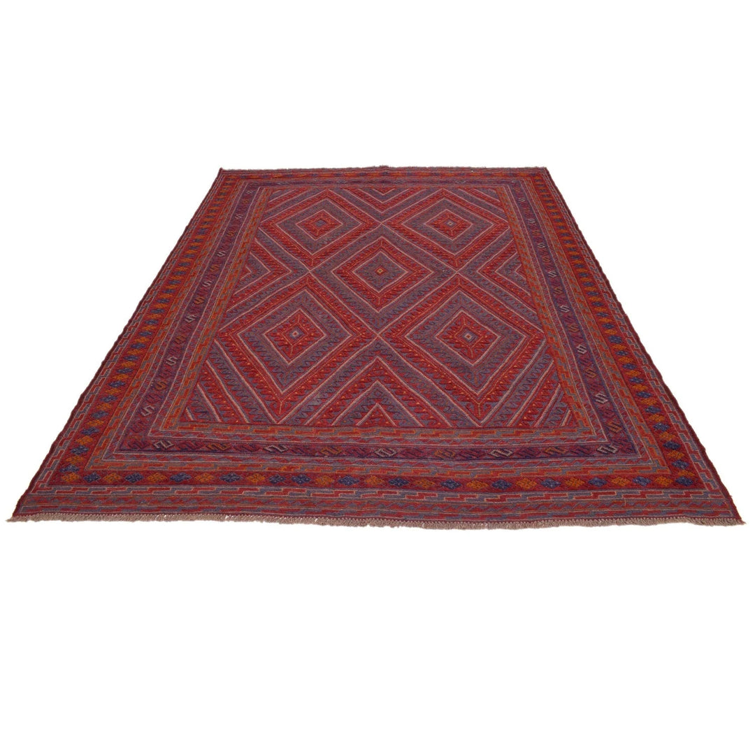 Red Afghan Mashwani Rug 6' 6" x 8' 9" Hand-Knotted | No. AL21733