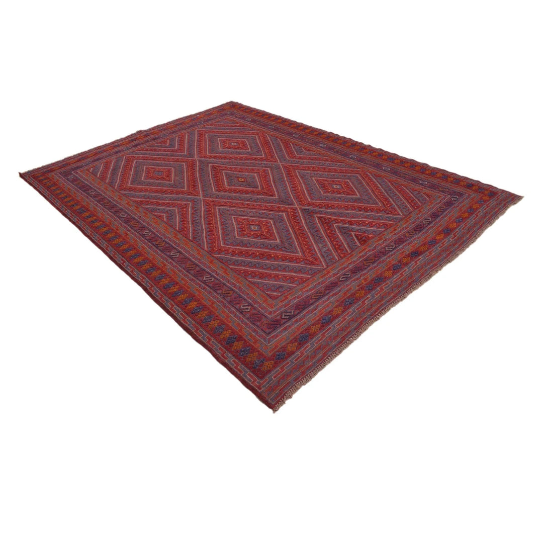 Red Afghan Mashwani Rug 6' 6" x 8' 9" Hand-Knotted | No. AL21733