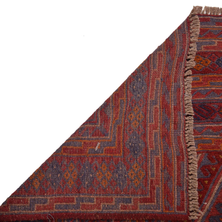 Red Afghan Mashwani Rug 6' 6" x 8' 9" Hand-Knotted | No. AL21733