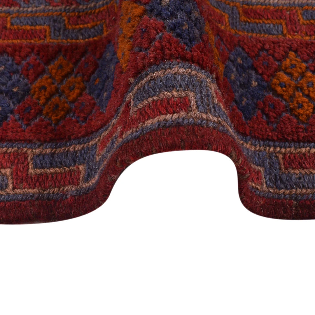 Red Afghan Mashwani Rug 6' 6" x 8' 9" Hand-Knotted | No. AL21733