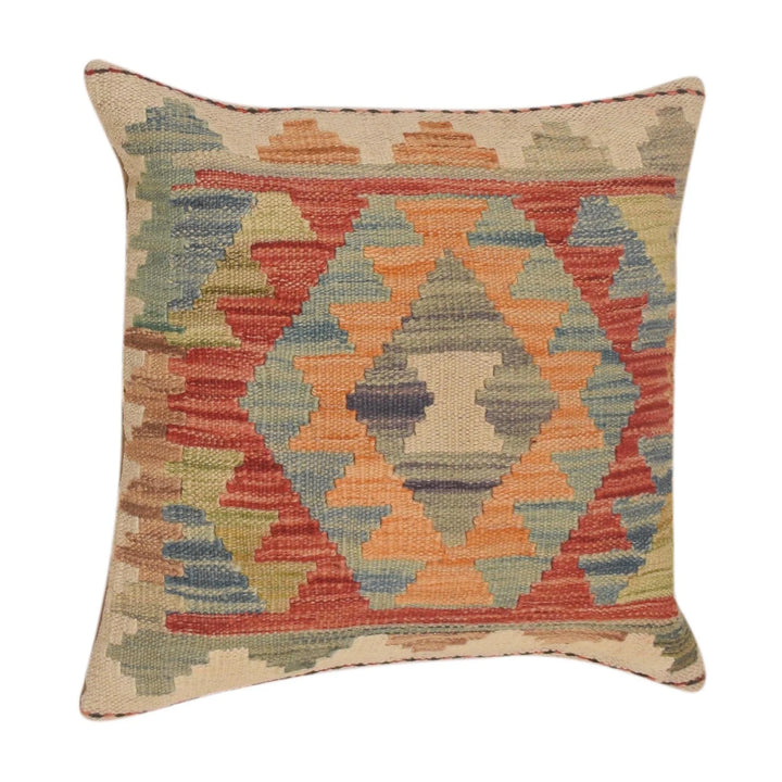 Afghan Kilim Cushion 1' 6" x 1' 7" Flat-Weave | No. AL21760