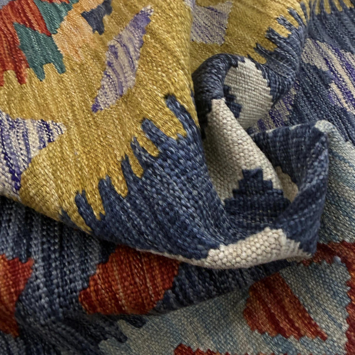Afghan Vegetable Kilim Rug 5' 10" x 8' 2" Flat-Weave | No. AL217933