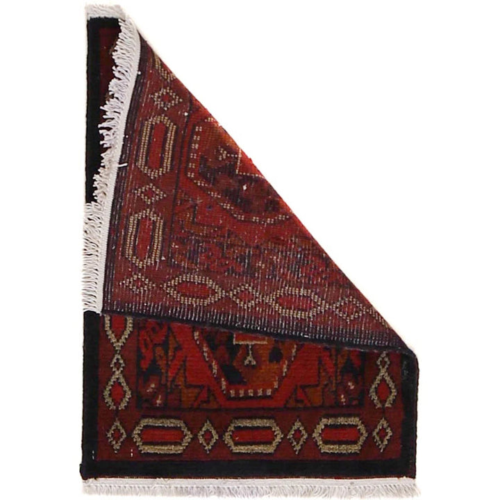 Red Afghan Oriental Doormat 1' 5" x 1' 10" Hand-Knotted | No. AL21798