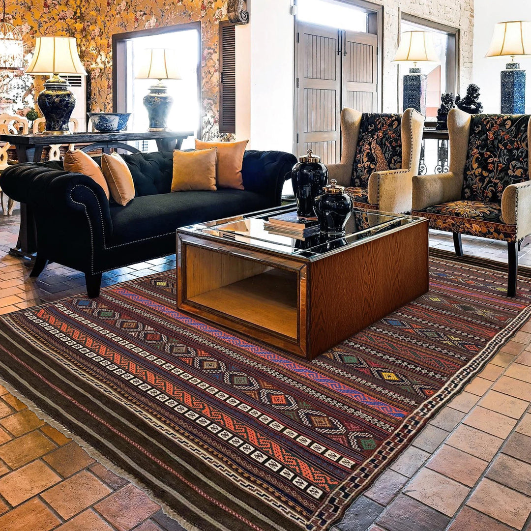 Afghan Laghari Kilim Rug 4' 6" x 7' 8" Flat-Weave | No. AL21810