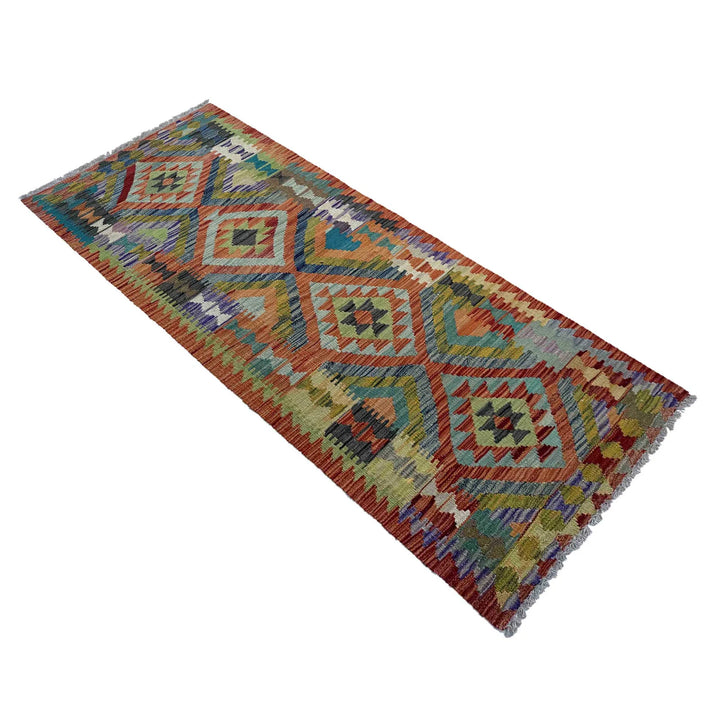 Afghan Vegetable Kilim Rug 2' 5" x 6' 9" Flat-Weave | No. AL21822