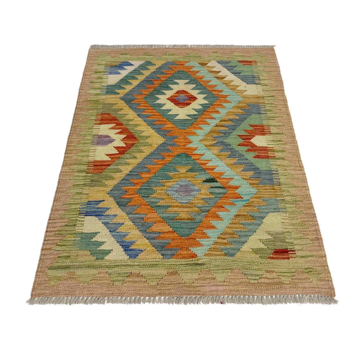 Afghan Vegetable Kilim Rug 2' 8" x 3' 11" Flat-Weave | No. AL218547