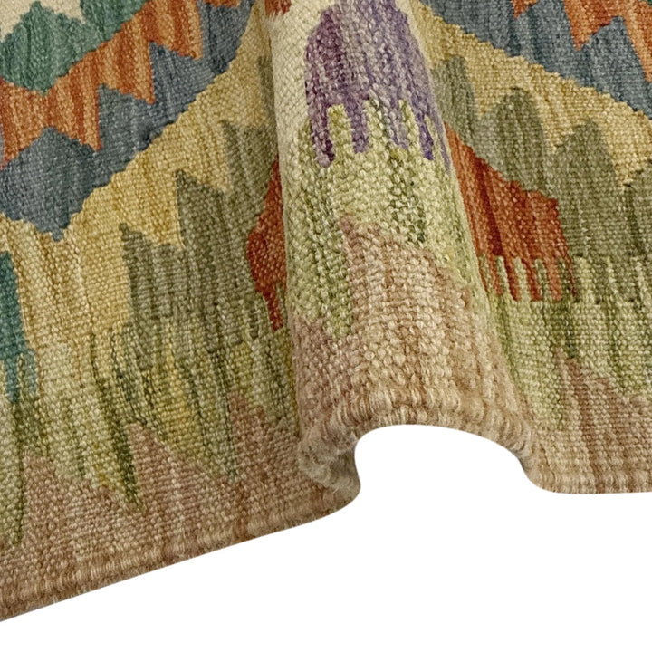 Afghan Vegetable Kilim Rug 2' 8" x 3' 11" Flat-Weave | No. AL218547