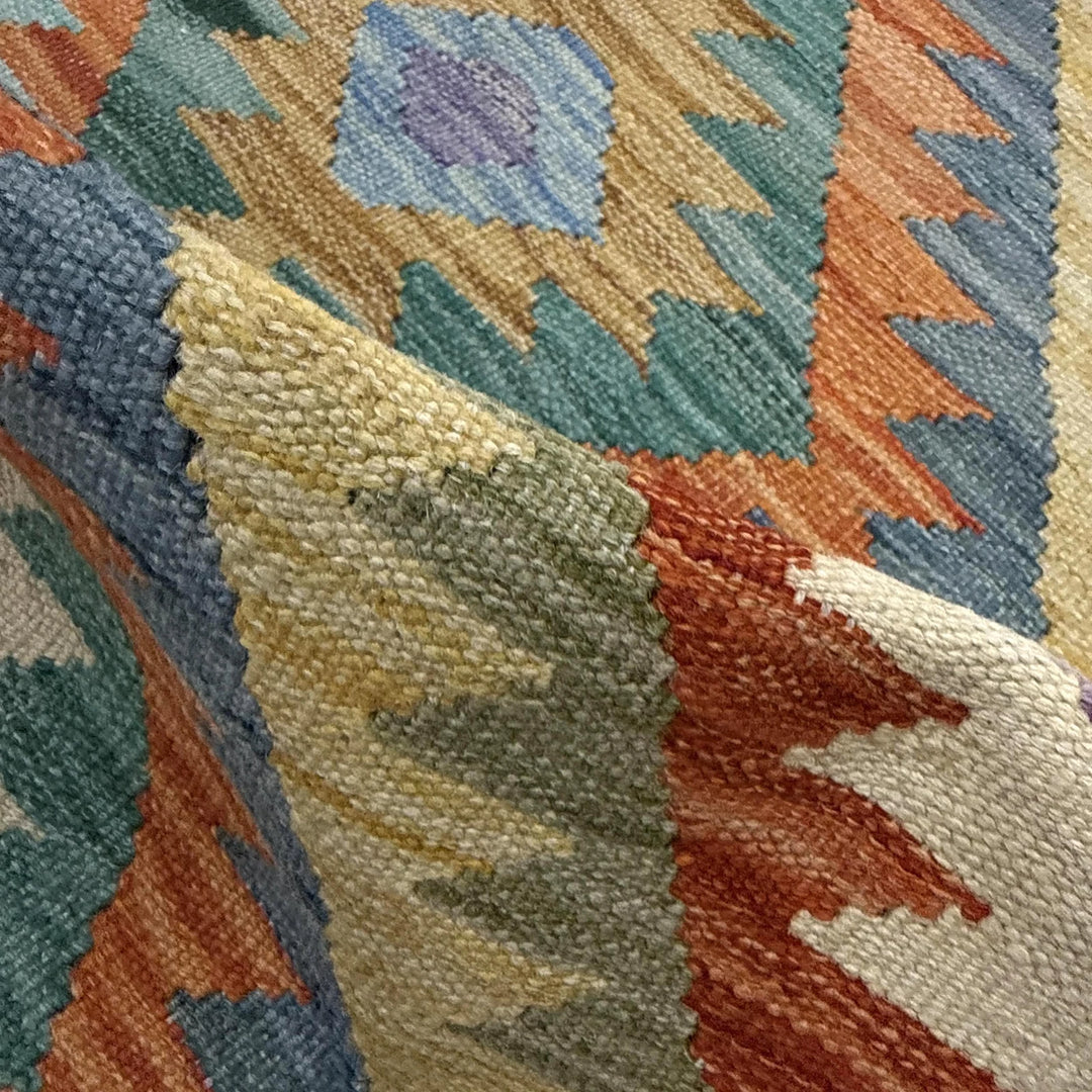 Afghan Vegetable Kilim Rug 2' 8" x 3' 11" Flat-Weave | No. AL218547