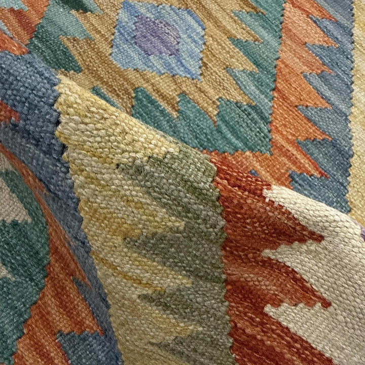 Afghan Vegetable Kilim Rug 2' 8" x 3' 11" Flat-Weave | No. AL218547