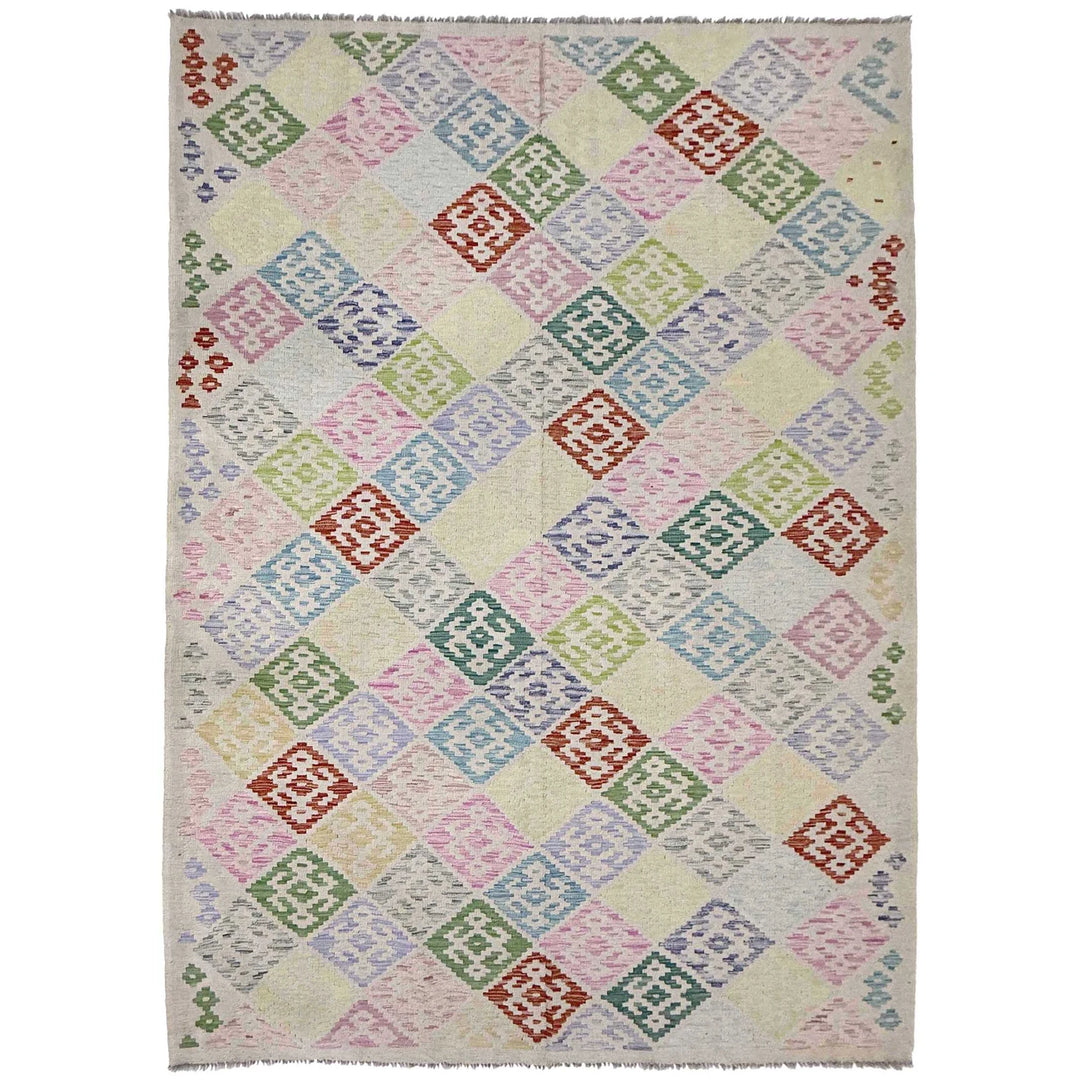 Afghan Kilim Rug 6' 7" x 9' 6" Flat-Weave | No. AL21930