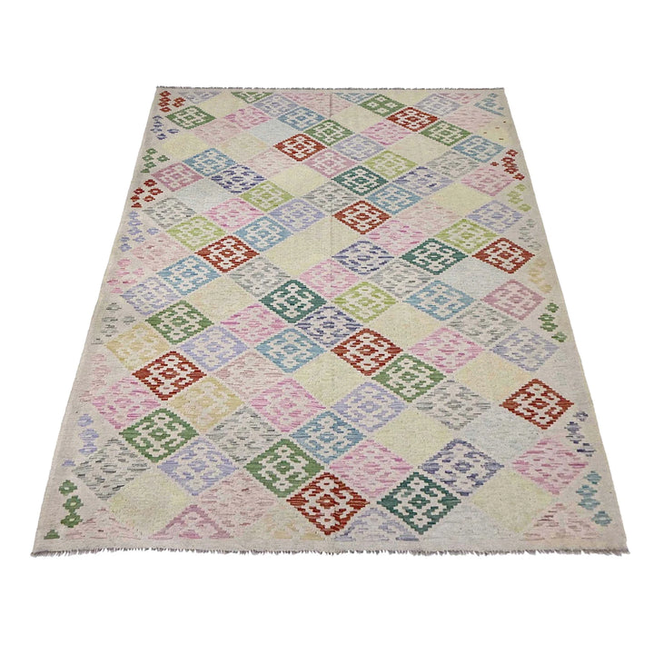 Afghan Kilim Rug 6' 7" x 9' 6" Flat-Weave | No. AL21930