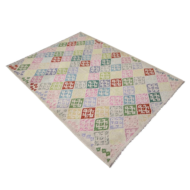 Afghan Kilim Rug 6' 7" x 9' 6" Flat-Weave | No. AL21930