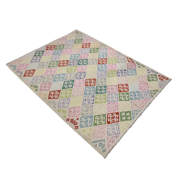 Afghan Kilim Rug 6' 7" x 9' 6" Flat-Weave | No. AL21930