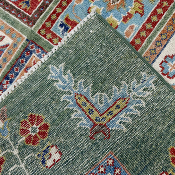 Green Afghan Bakhtiar Rug 4'11" x 7'3" Hand-Knotted | No. AL21953
