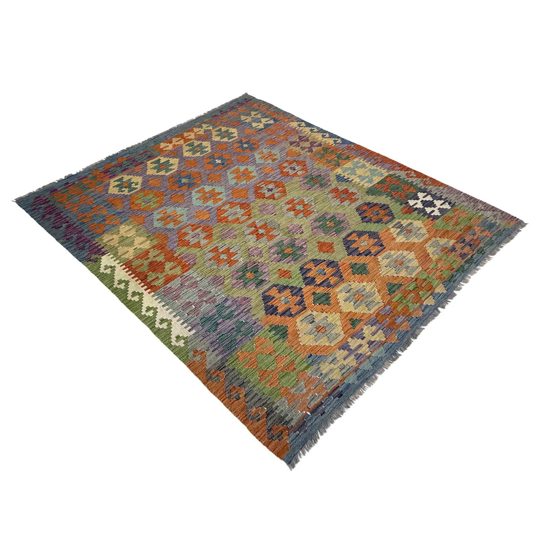 Afghan Vegetable Kilim Rug 5' 9" x 8' 0" Flat-Weave | No. AL220402