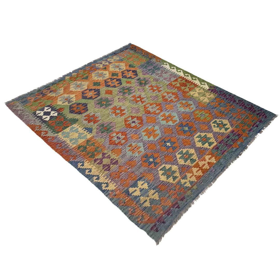 Afghan Vegetable Kilim Rug 5' 9" x 8' 0" Flat-Weave | No. AL220402