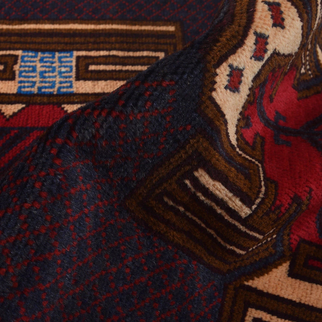 Afghan Baluchi Rug 2' 10" x 4' 8" Hand-Knotted | No. AL22045