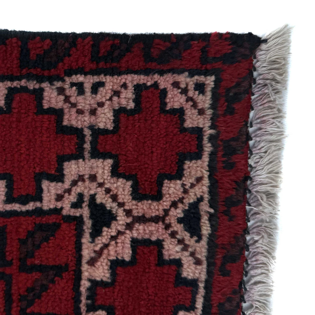 Red Afghan Baluchi Rug 3' 3" x 6' 1" Hand-Knotted | No. AL22069