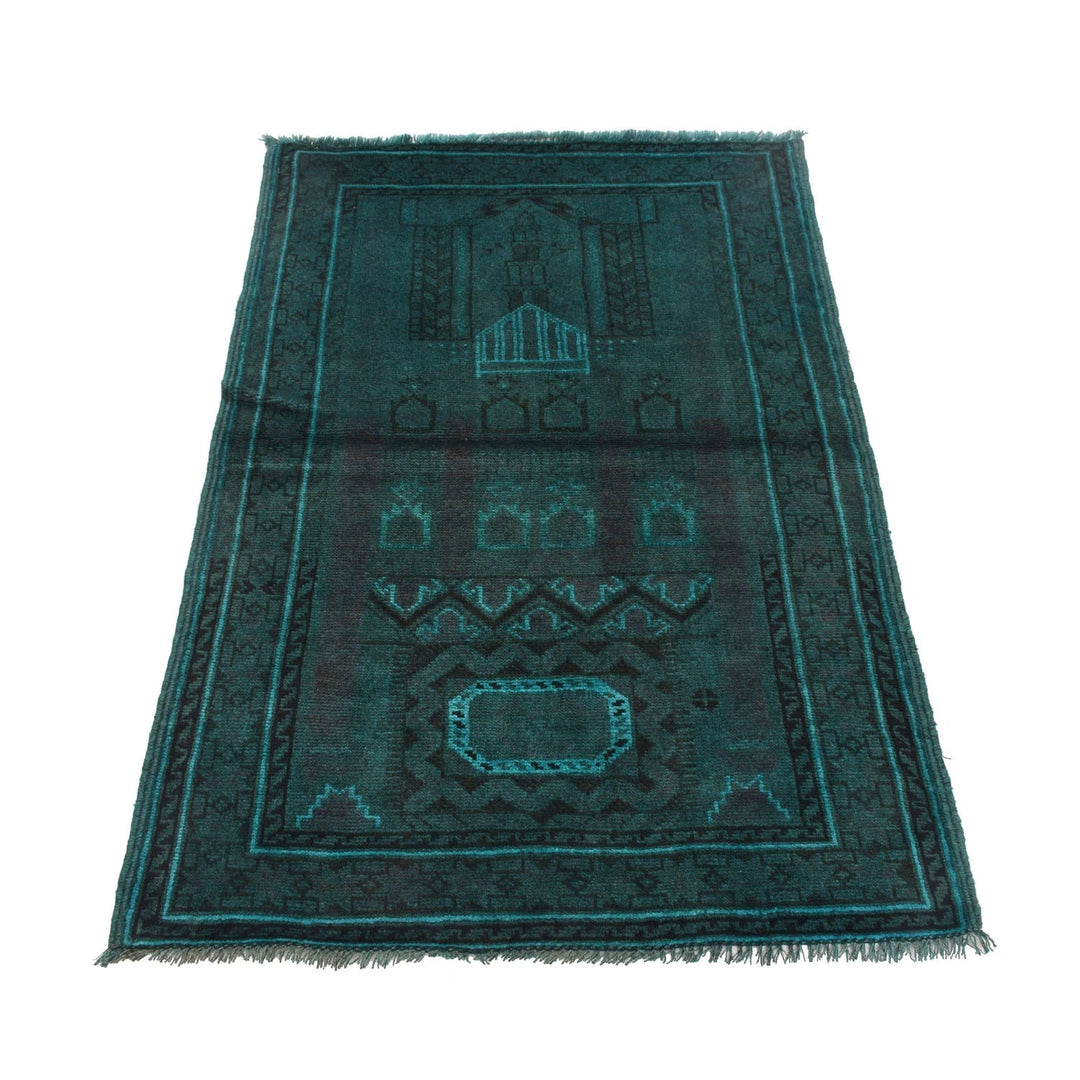 Green Pakistani Overdye Rug 3' 1" x 4' 8" Hand-Knotted | No. AL22148